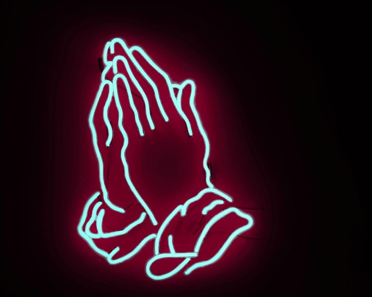 1280x1024 neon, hands, prayer desktop PC and Mac wallpaper