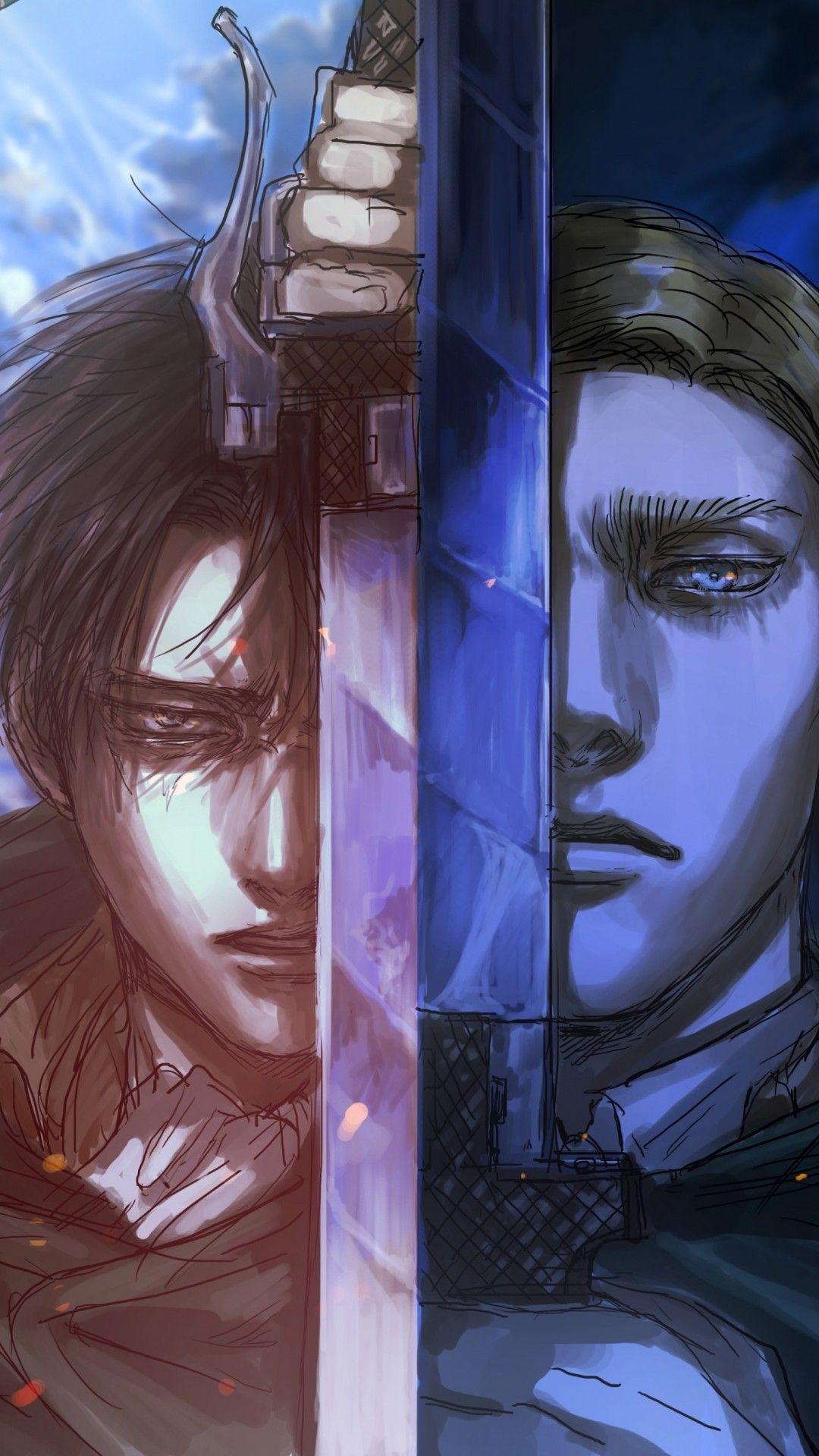 1080x1920 Download 1080x1920 Shingeki No Kyojin, Levi, Erwin Smith, Sword