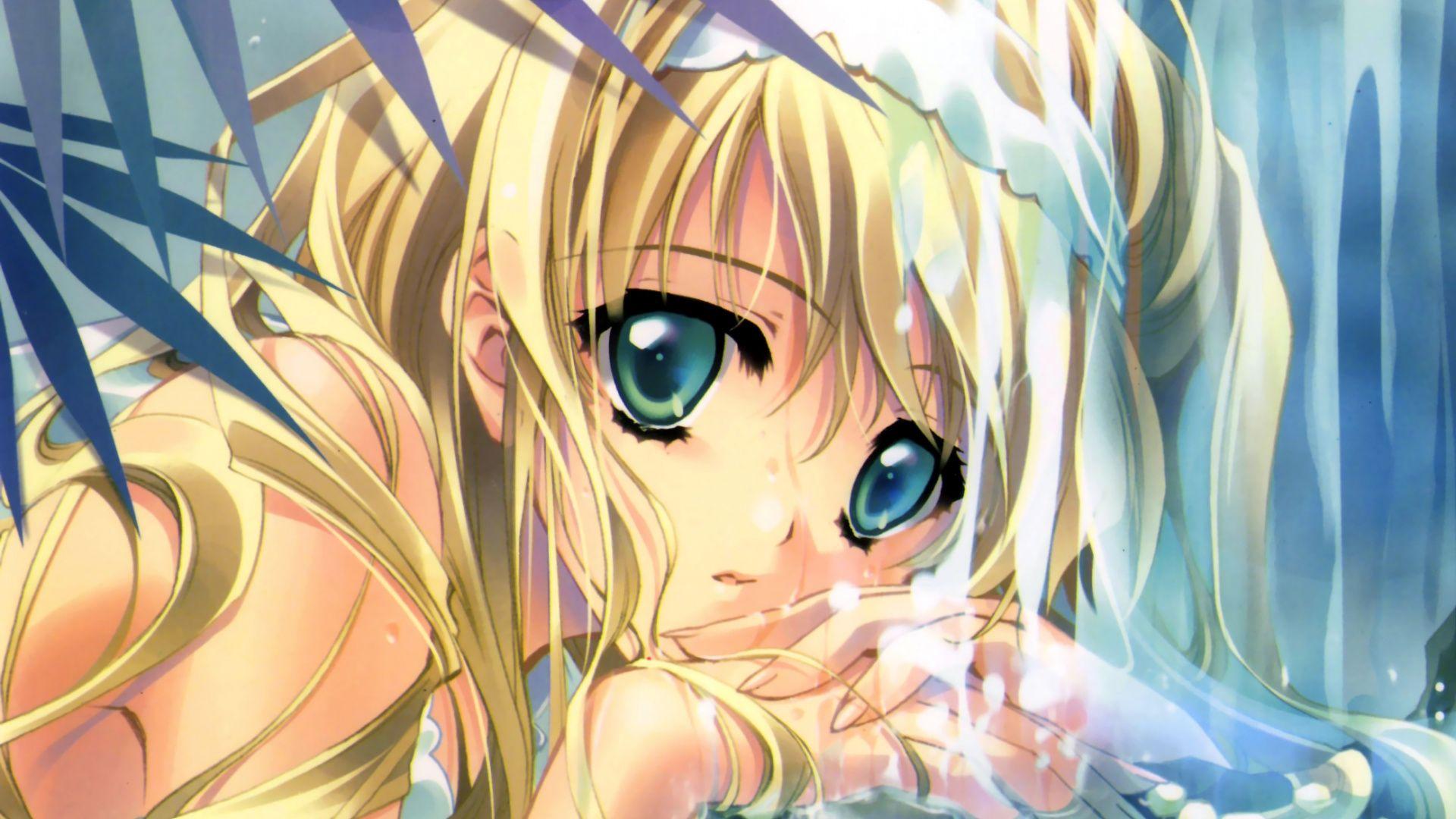 1920x1080 Wallpaper Blonde, Sad, Anime Girl, Face, Original, HD