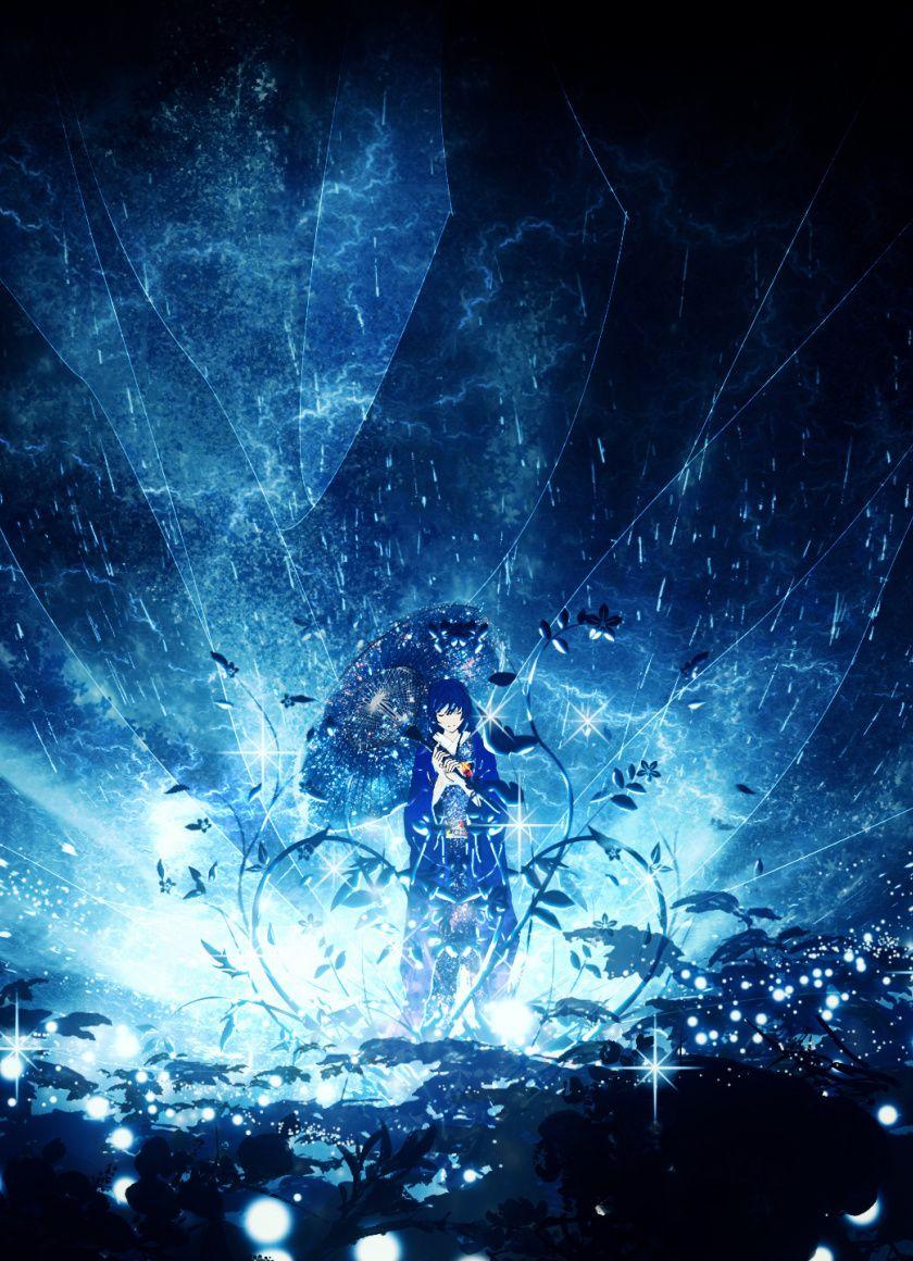 840x1160 Wallpaper Outdoor, Night, Anime Girl, Umbrella, Original