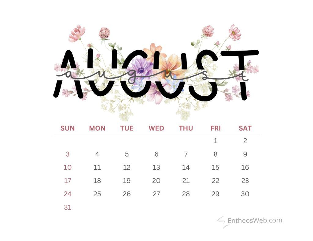 1024x791 August 2025 Calendar Printables