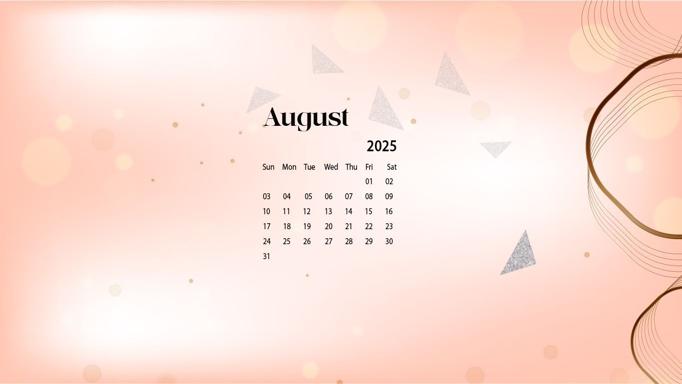1366x769 August 2025 Desktop Wallpaper Calendar