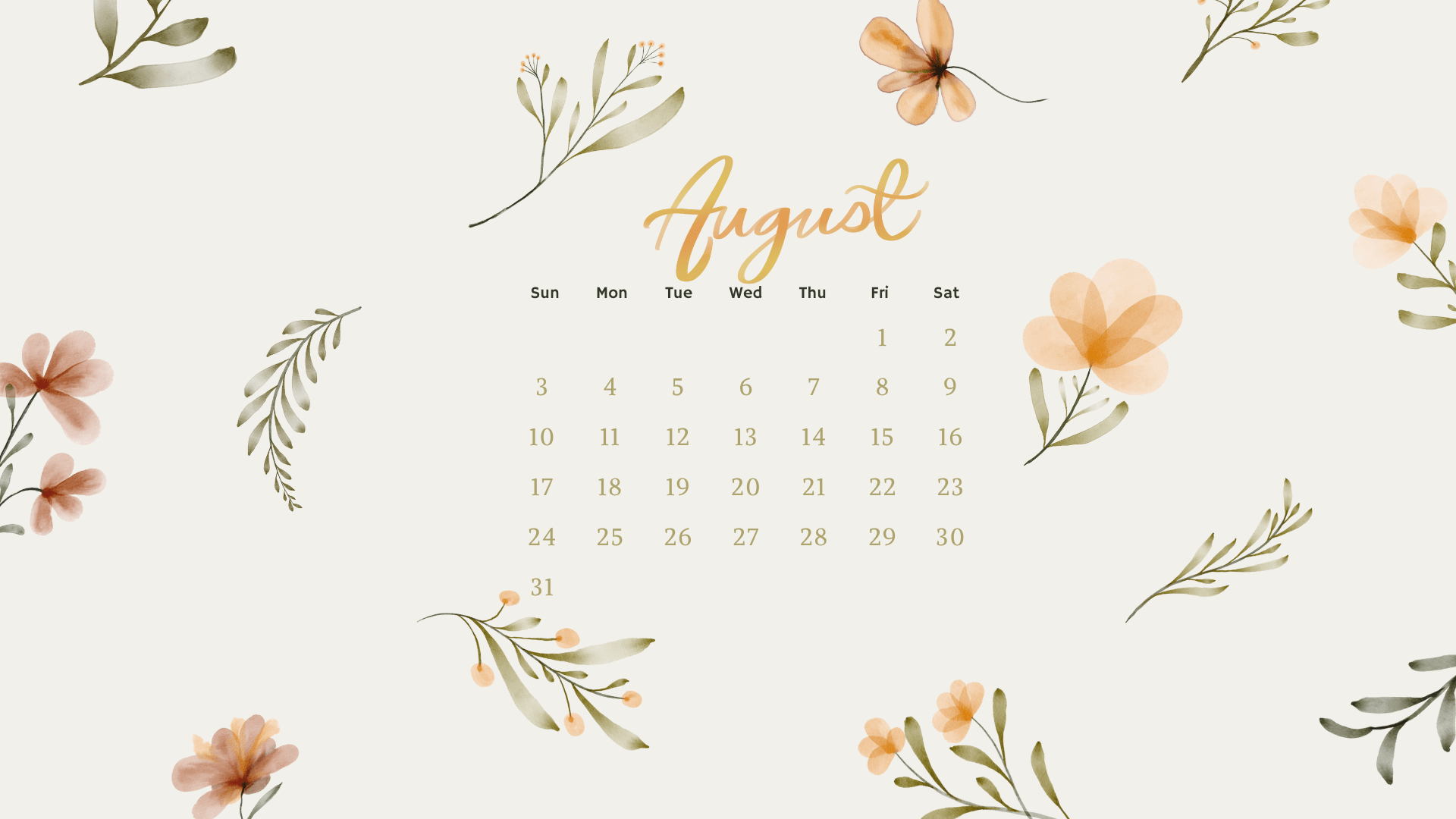 1920x1080 Free August 2025 Desktop Calendar Background (EASY DOWNLOAD)