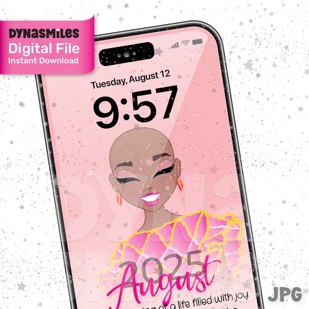 1000x1000 August 2025 Calendar Doll, Phone Wallpaper, Instant Download, JPG