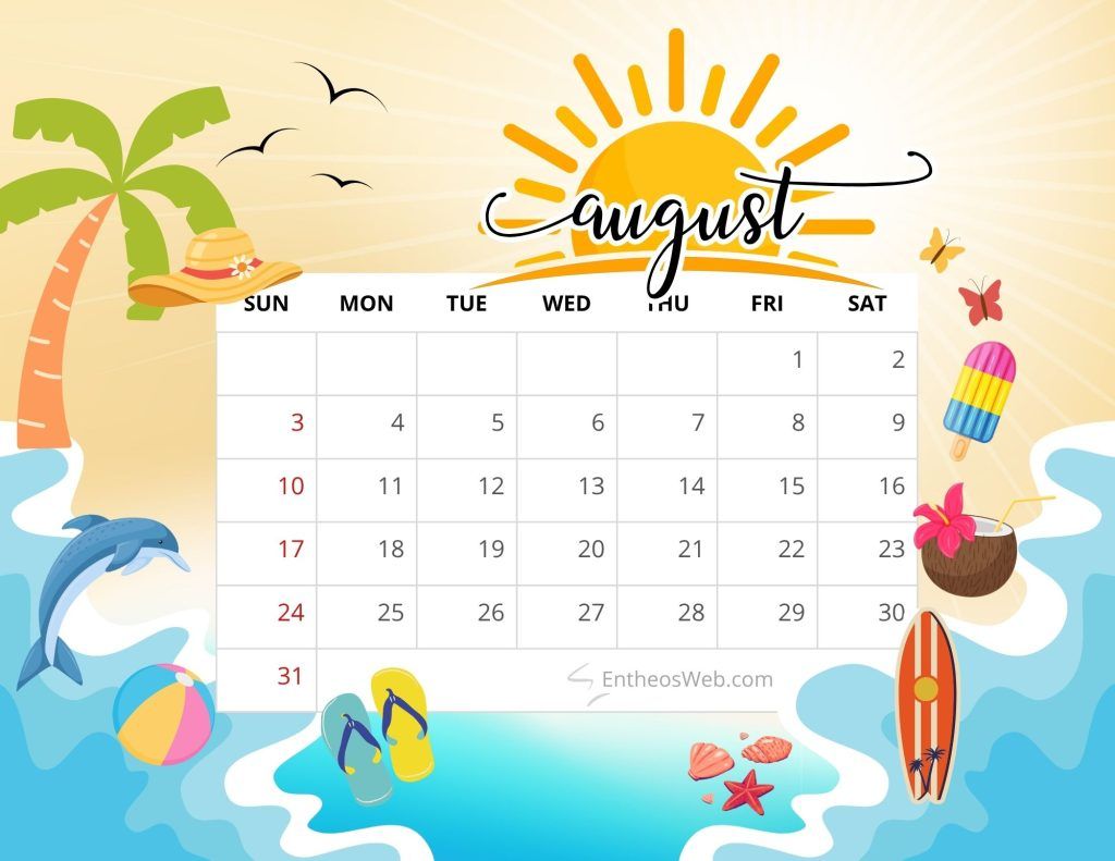 1024x791 August 2025 Calendar Printables