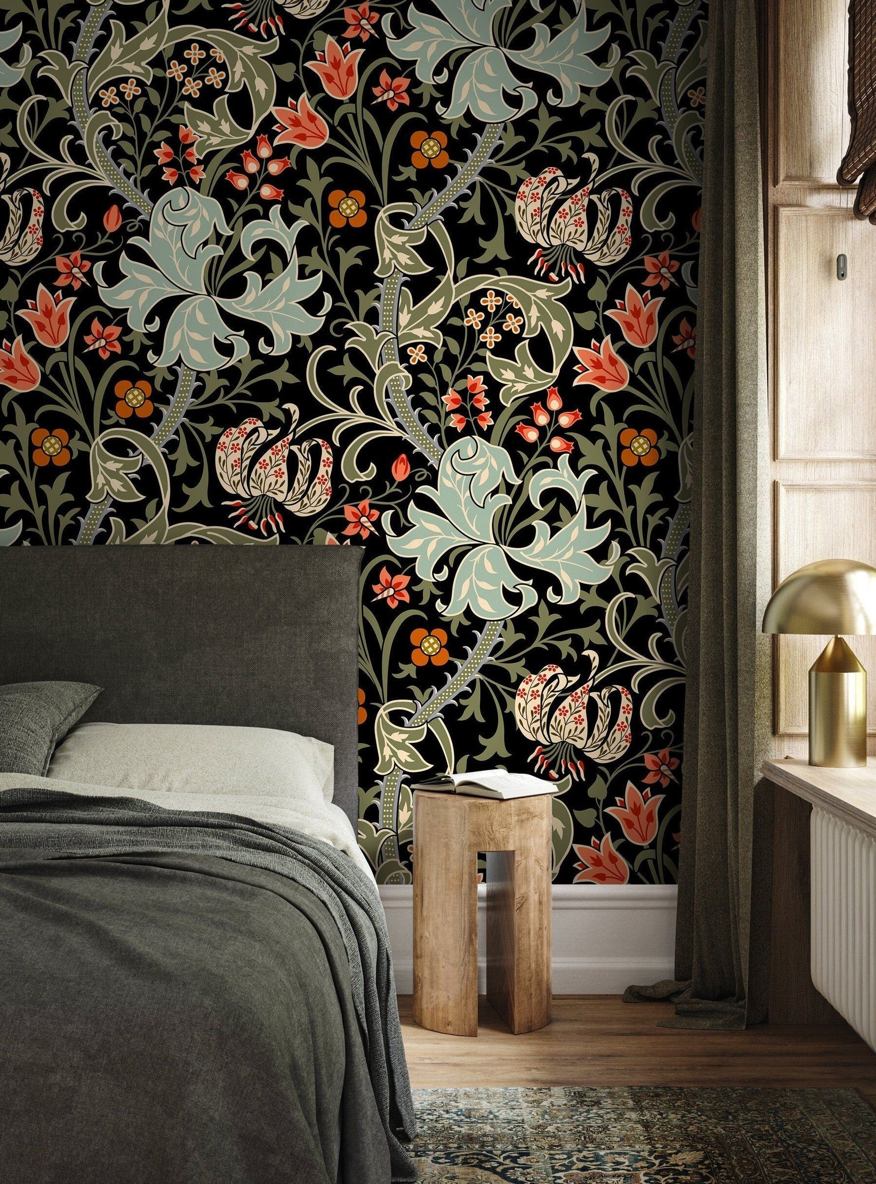 1780x2405 Large Floral Vintage Wallpaper / Peel and Stick Wallpaper Removable Wa