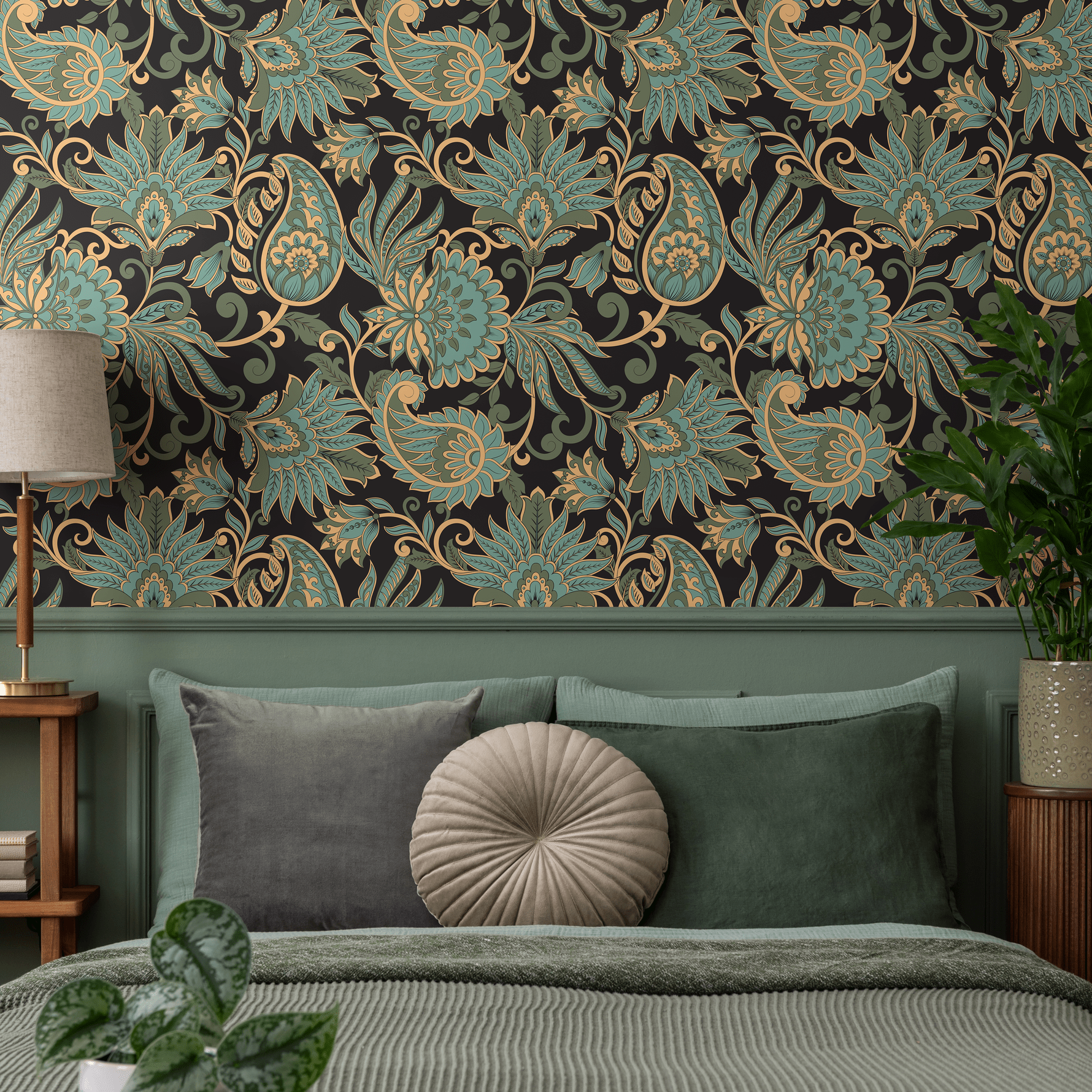 1780x1780 Green Victorian Vintage Wallpaper / Peel and Stick Wallpaper Removable Wallpaper Home Decor Wall Art Wall Decor Room Decor SAMPLE