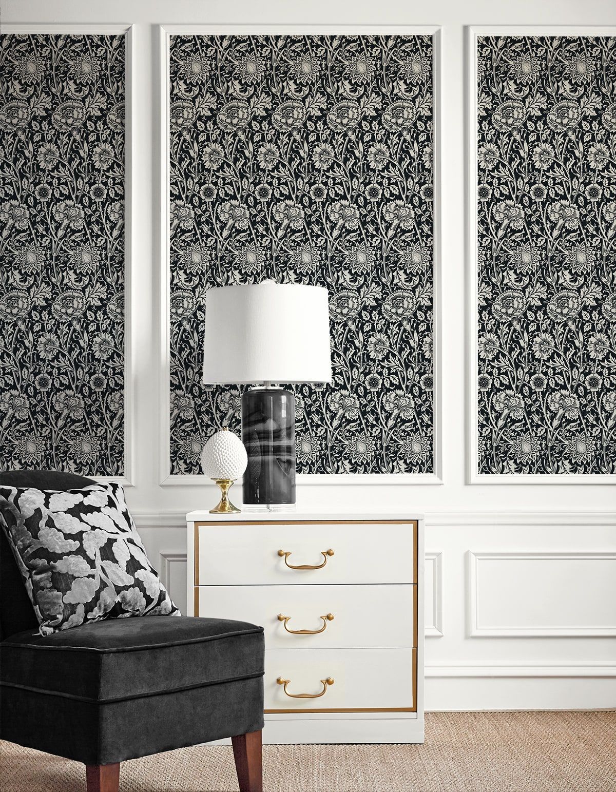 1200x1543 Ebony Tonal Floral Trail Wallpaper, ET12500