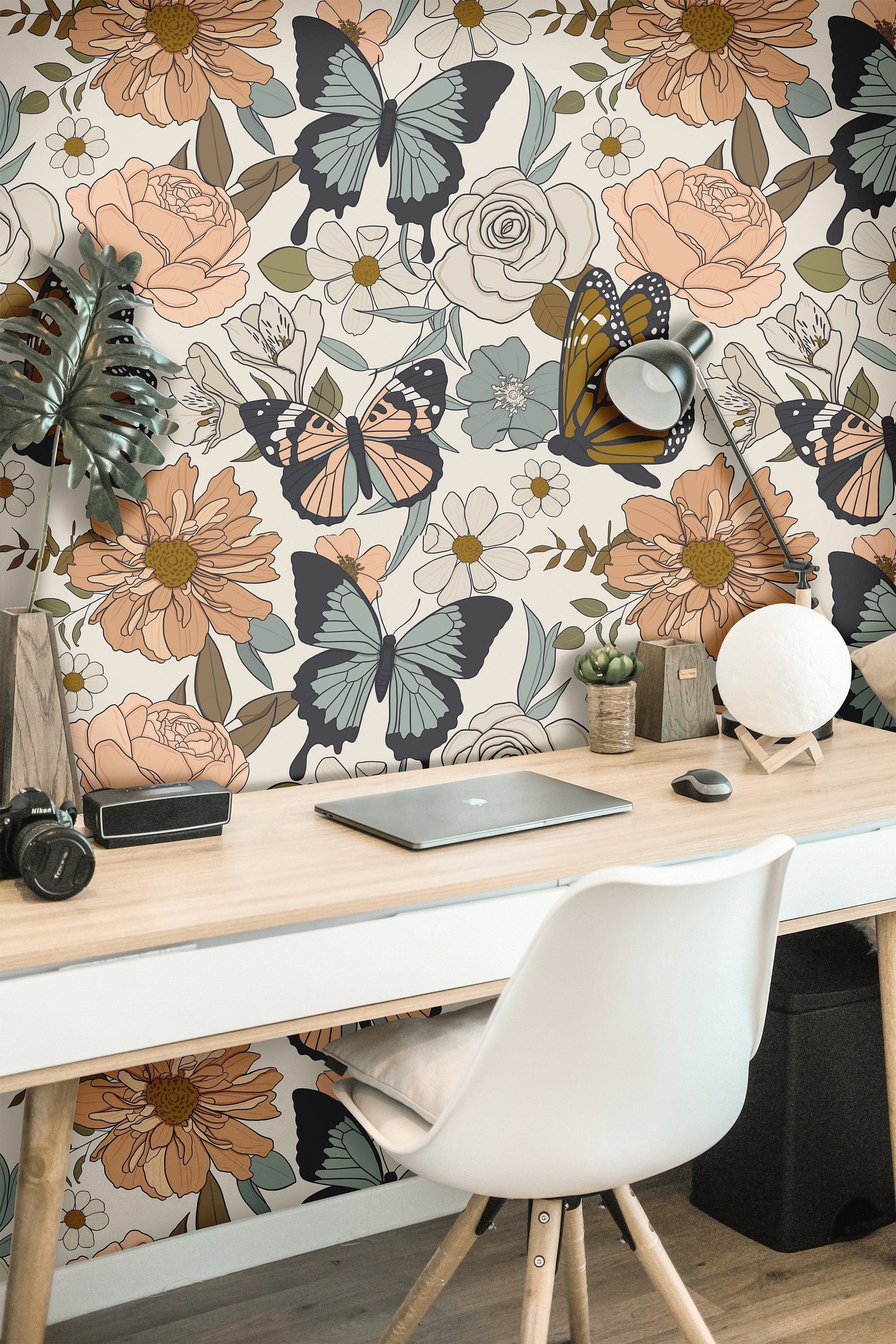 2000x3000 Wallpaper Peel and Stick Wallpaper Vintage Floral Butterfly Removable Wallpaper Wall Decor Home Decor Wall Art Room Decor 3743 JamesAndColors