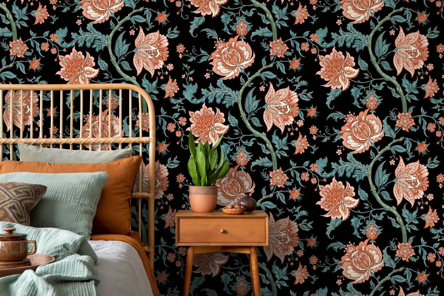 1780x1187 Dark Vintage Floral Wallpaper / Peel and Stick Wallpaper Removable Wal