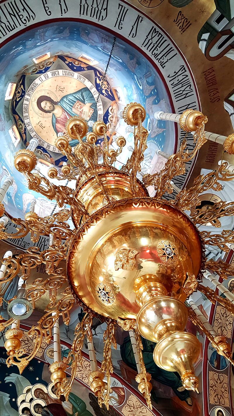 800x1422 Orthodox chandelier, chandelier, church, golden, orthodox, spiritual, HD phone wallpaper
