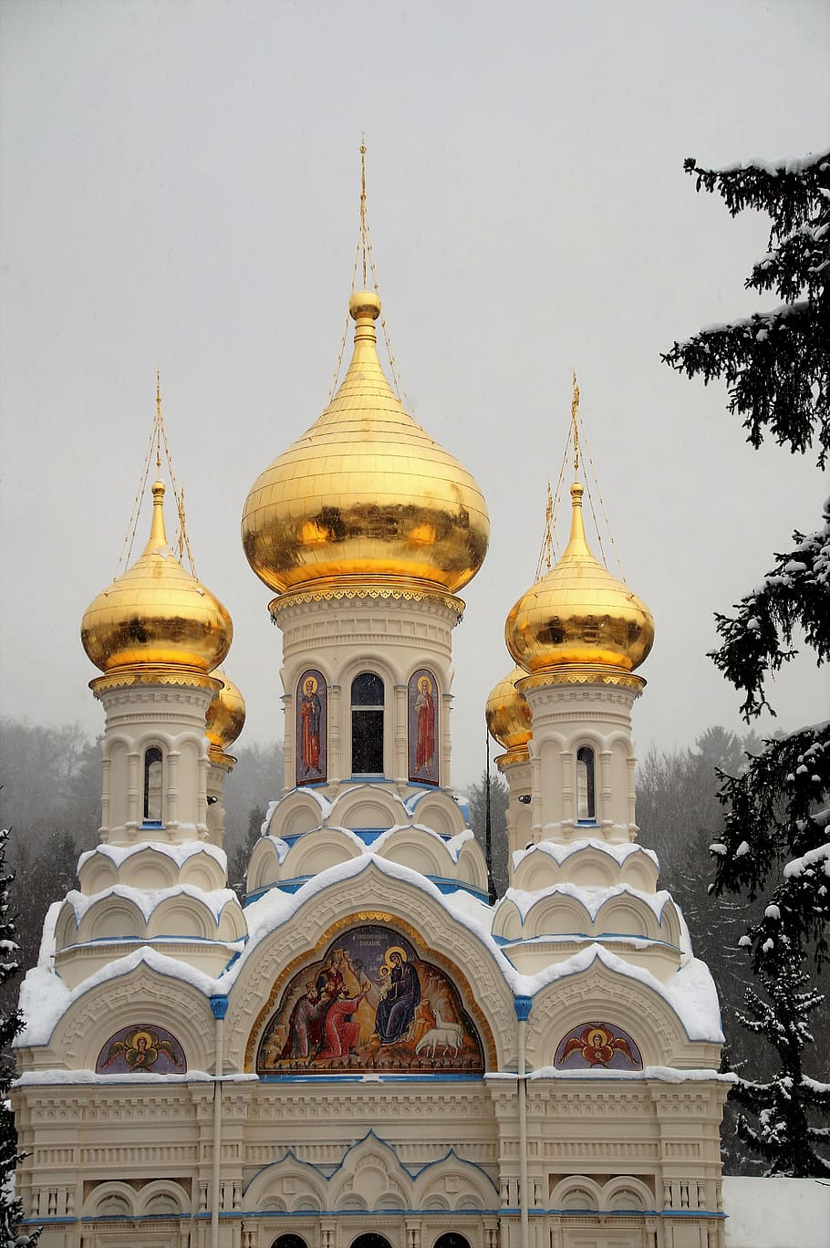 910x1368 HD wallpaper: The Russian Orthodox Church, Dome, golden, radiant, shine, building