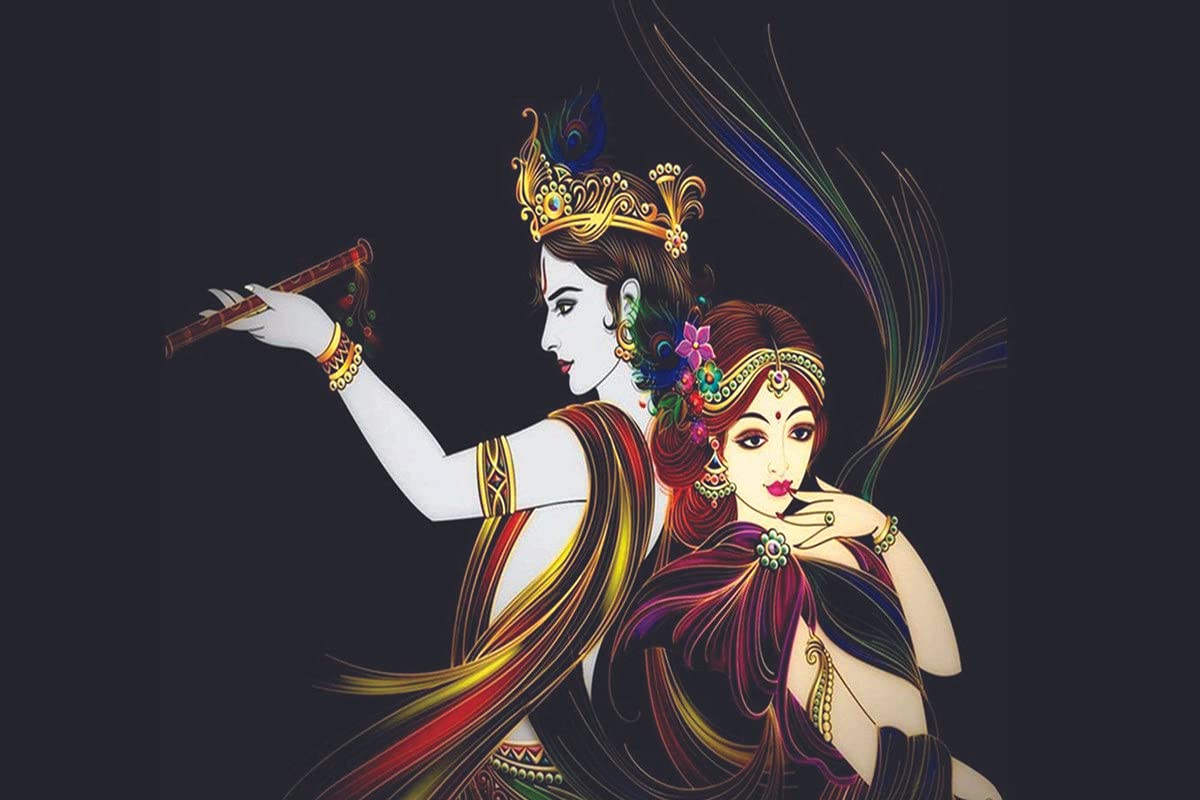 1200x800 Hindu Religious Poster. Radha Krishna Poster For Living Area Offices Temple. Decorative Poster. Interior D Cor Item. Wall Poster. High Resolution 300 GSM Poster : Amazon.in: Home & Kitchen