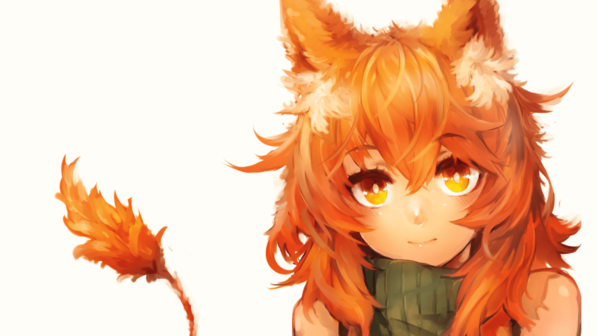 1920x1080 Red Haired Cat Girl Anime Kemonomimi Desktop Wallpaper 1920x1080