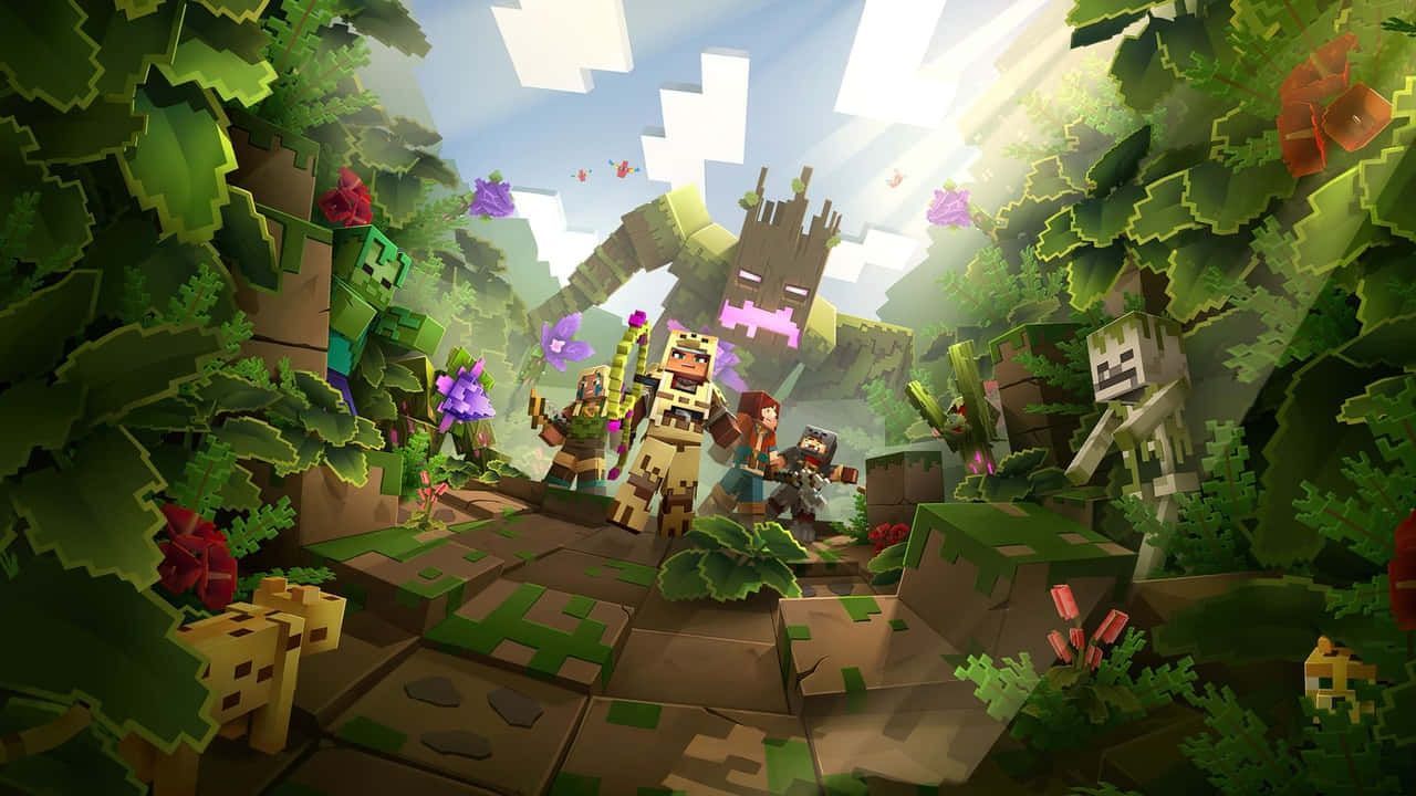 1280x720 Download minecraft forest with a group of people