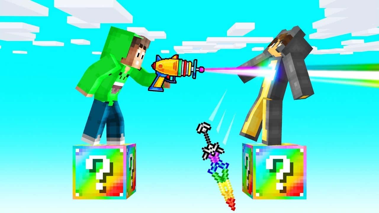1280x720 Download Two People Are Fighting In A Minecraft Game Wallpaper