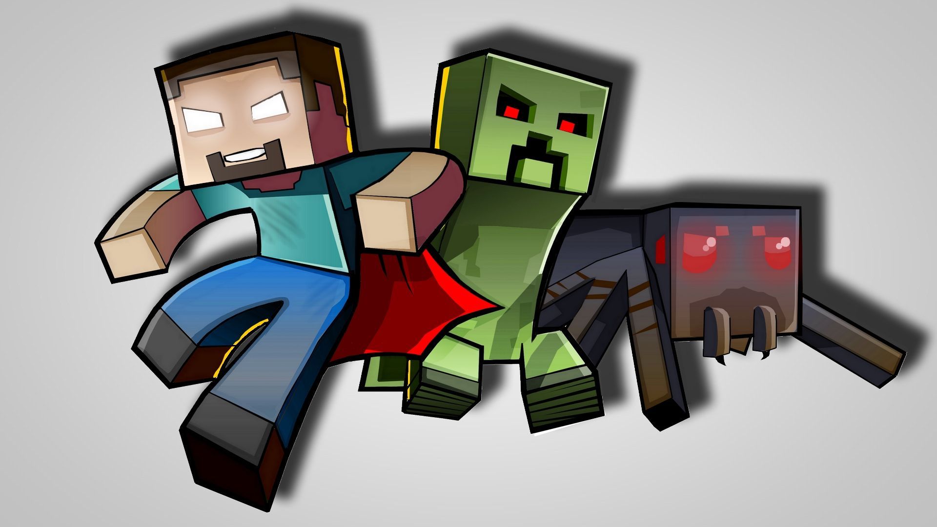 1920x1080 Epic Minecraft Animation: Steve, Creeper & Spider Showdown