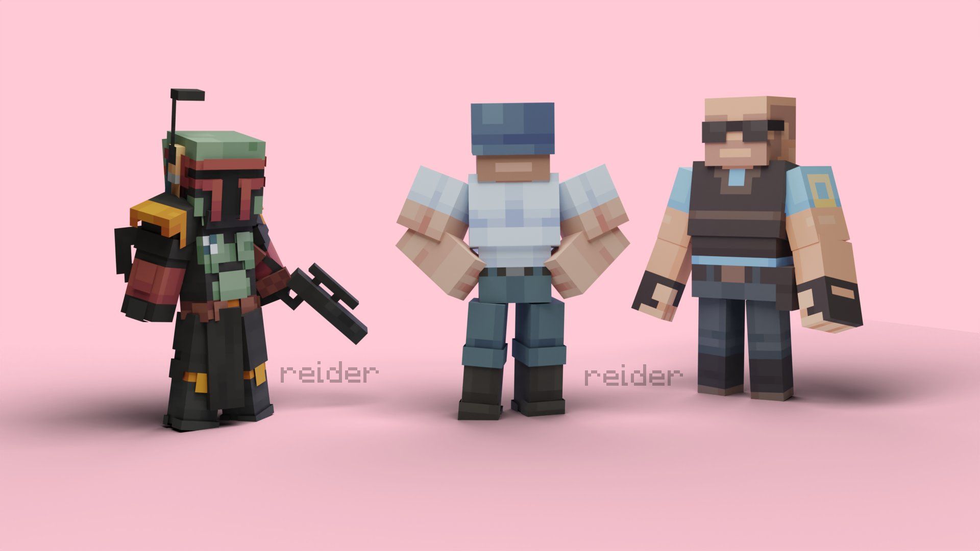 1920x1080 Reider on X: few people i made #minecraft #blockbench #pixel_art / X