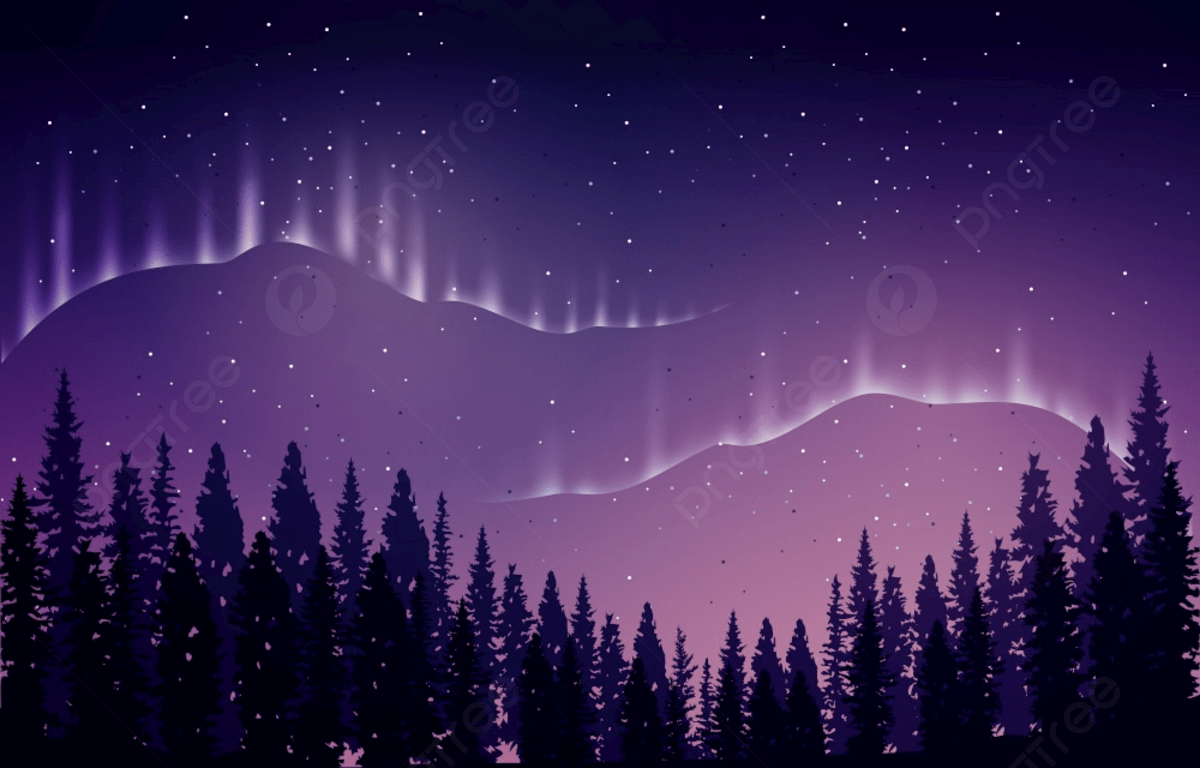 1200x768 Beautiful Aurora Borealis Sky Light Pine Tree Polar Landscape Illustration Background, Wallpaper, Panorama, Element Background Image And Wallpaper for Free Download
