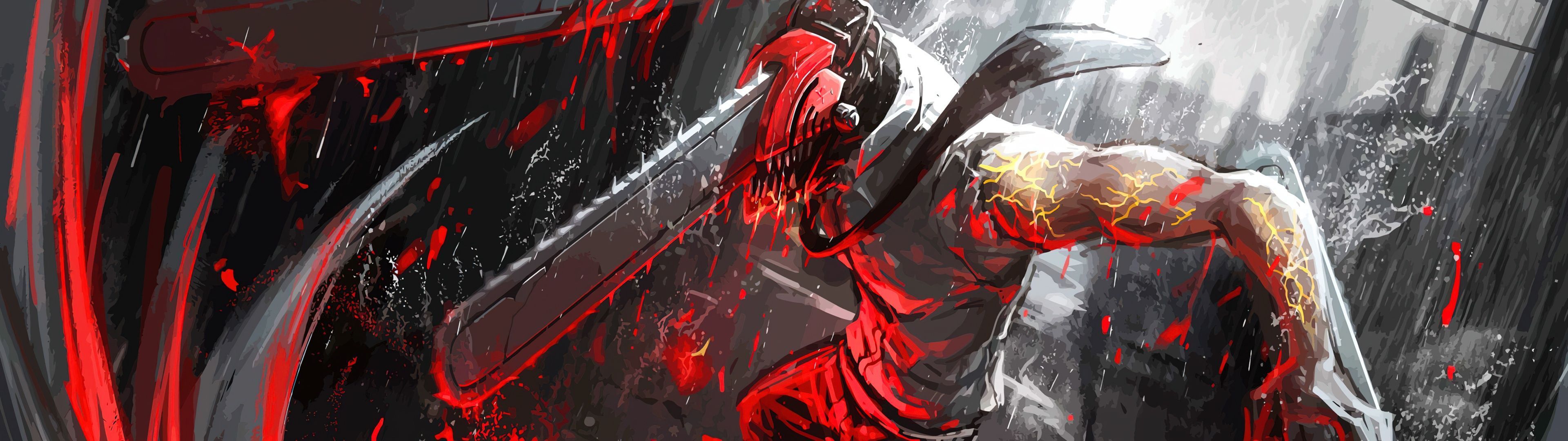 3840x1080 Denji Wallpaper 4K, Manga series, Chainsaw Man