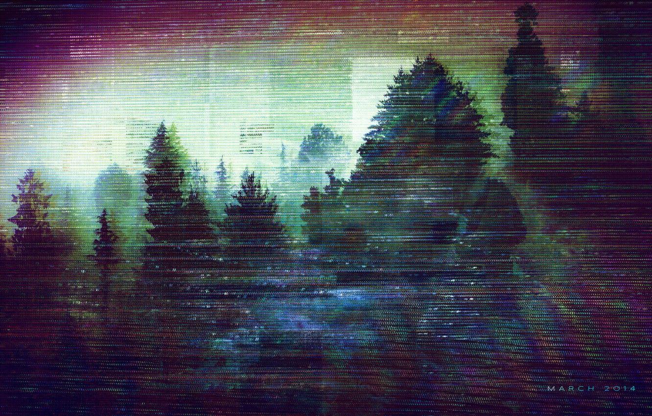 1332x850 Wallpaper forest, Sad, glitch, glitch image for desktop, section