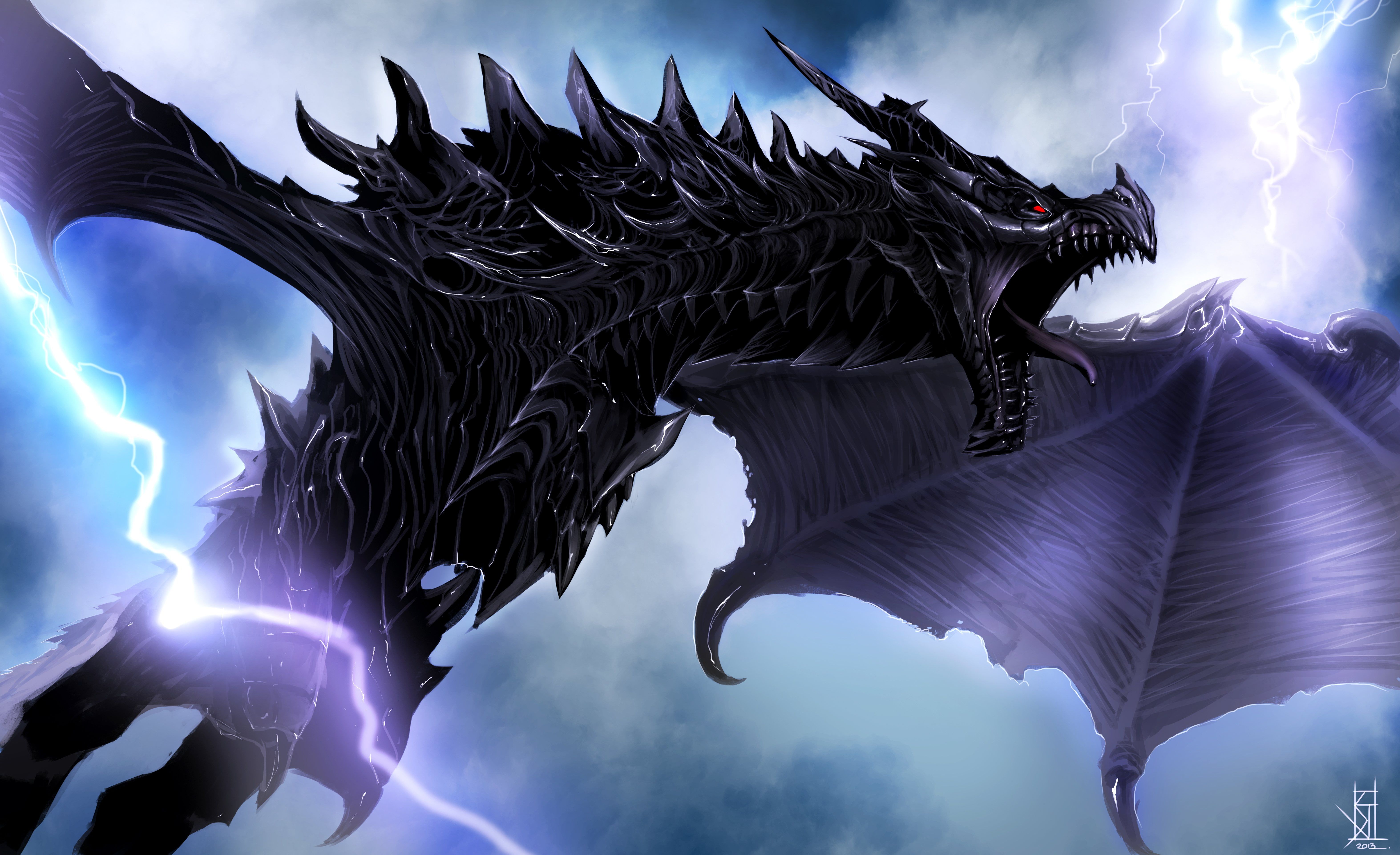 6293x3842 Black dragon digital wallpaper HD wallpaper