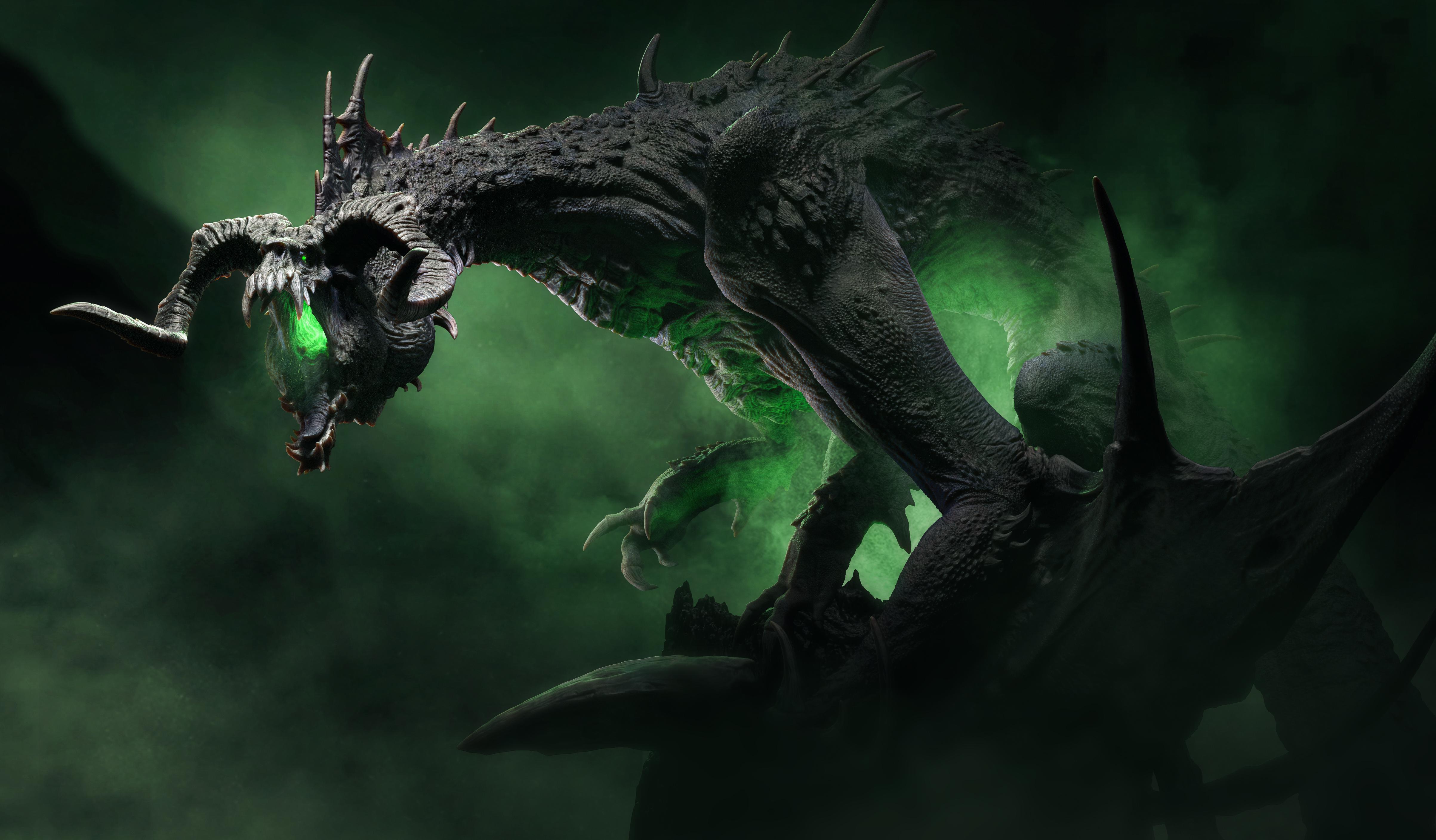 4812x2813 Chromatic Black Dragon, miniature by Lord of the Print [Art]