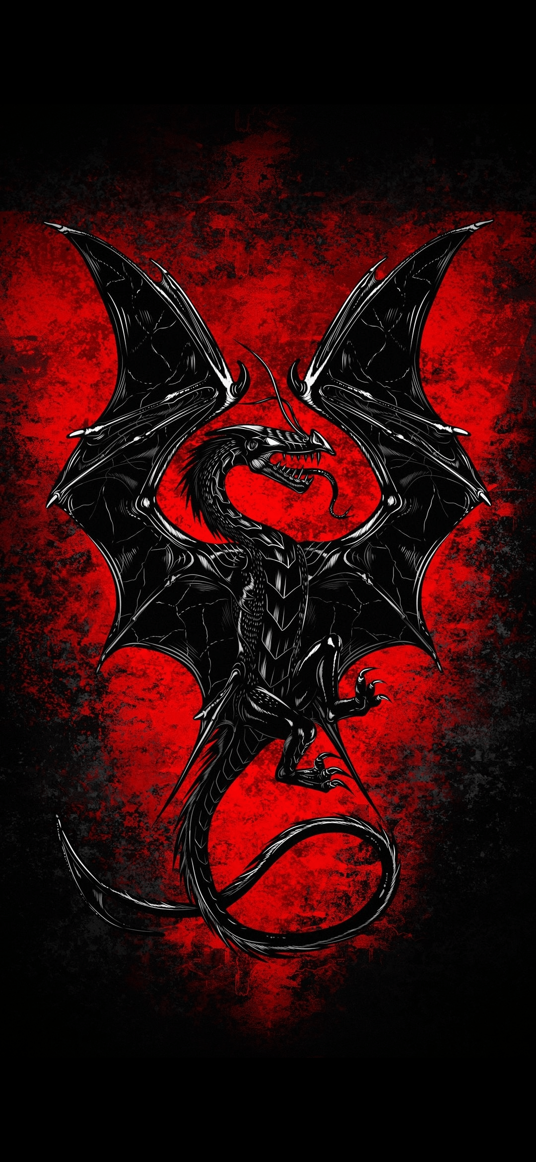 1080x2340 Wallpaper Darkness, Dragon, Art, Cartoon, Red, Background Free Image