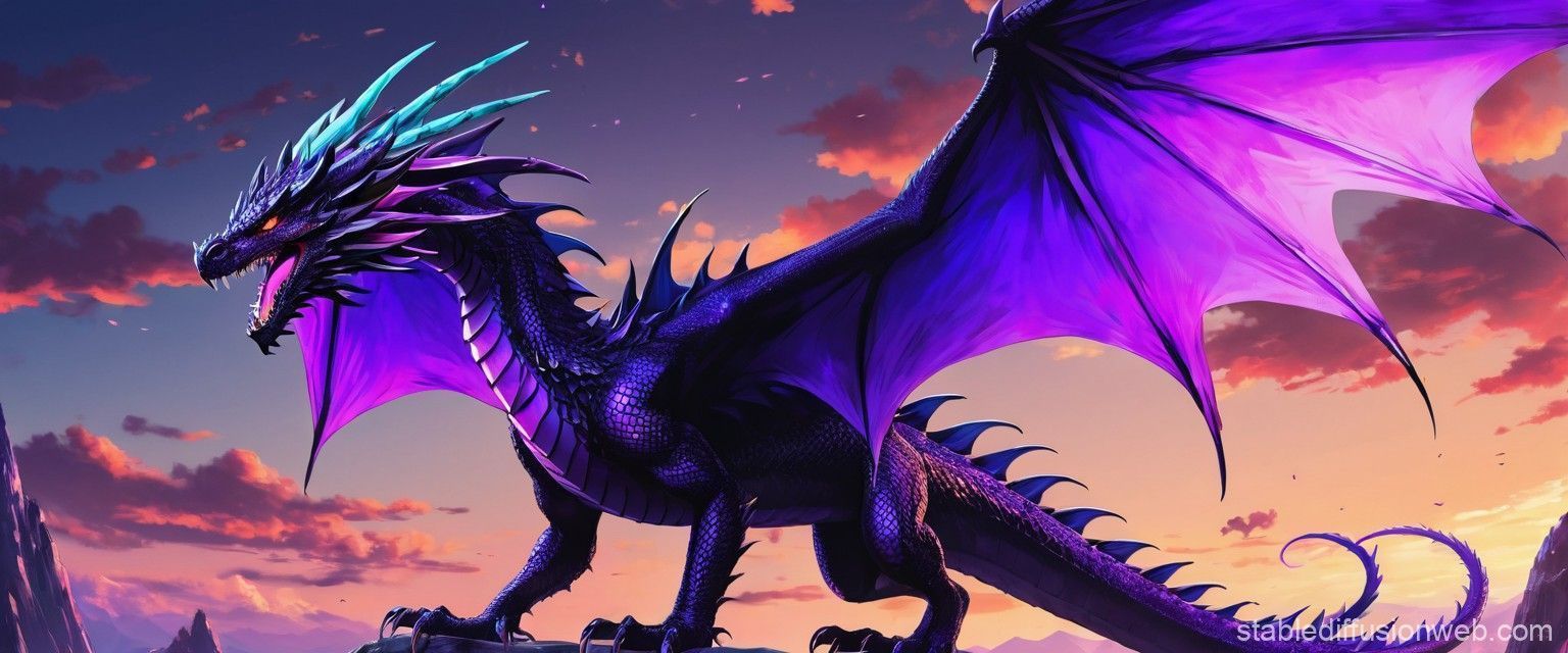 1536x640 Vibrant Black Dragon 4K Wallpaper. Stable Diffusion Online