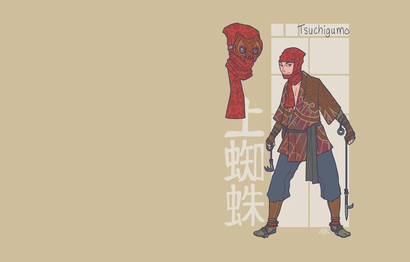 1332x850 Wallpaper Spider Man, Japan, Minimalism, Styling, Parody, Ninja