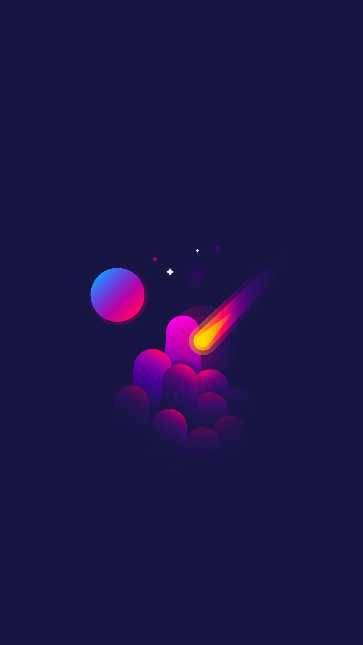 1242x2208 Shooting Stars Minimalist Wallpaper