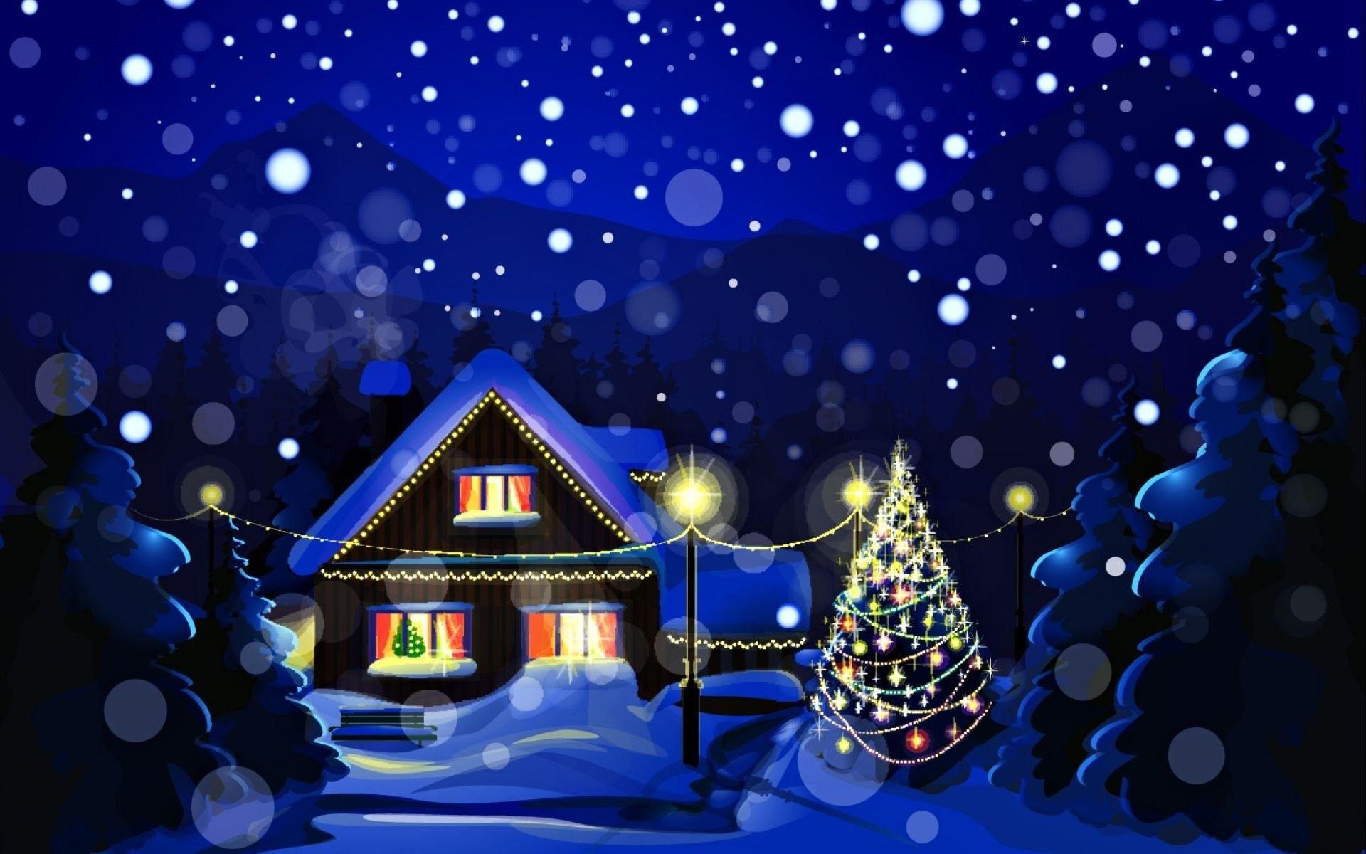 1920x1200 Night Snow Wallpaper Background