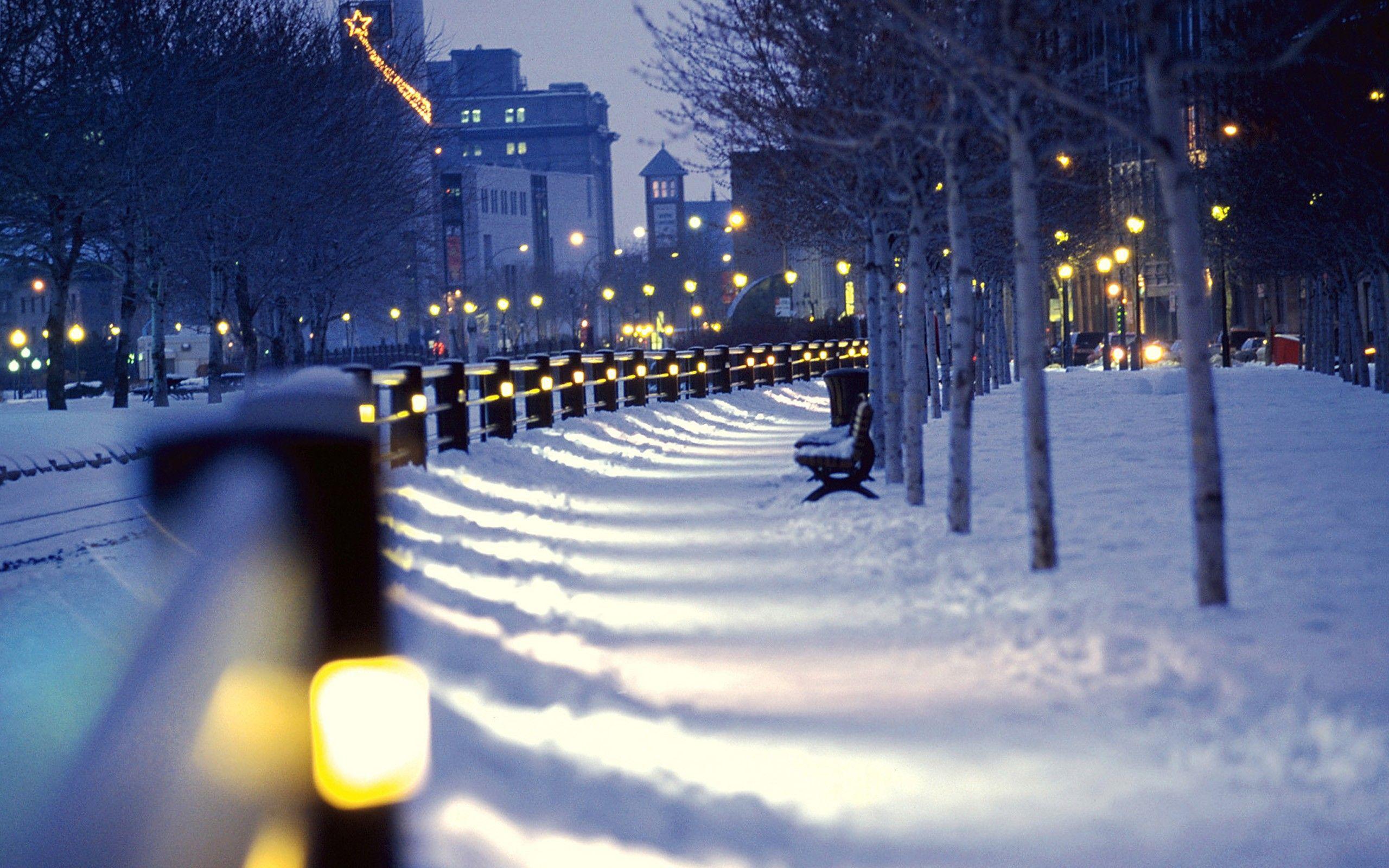 2560x1600 #city, #winter, #snow, #night, #cityscape, wallpaper