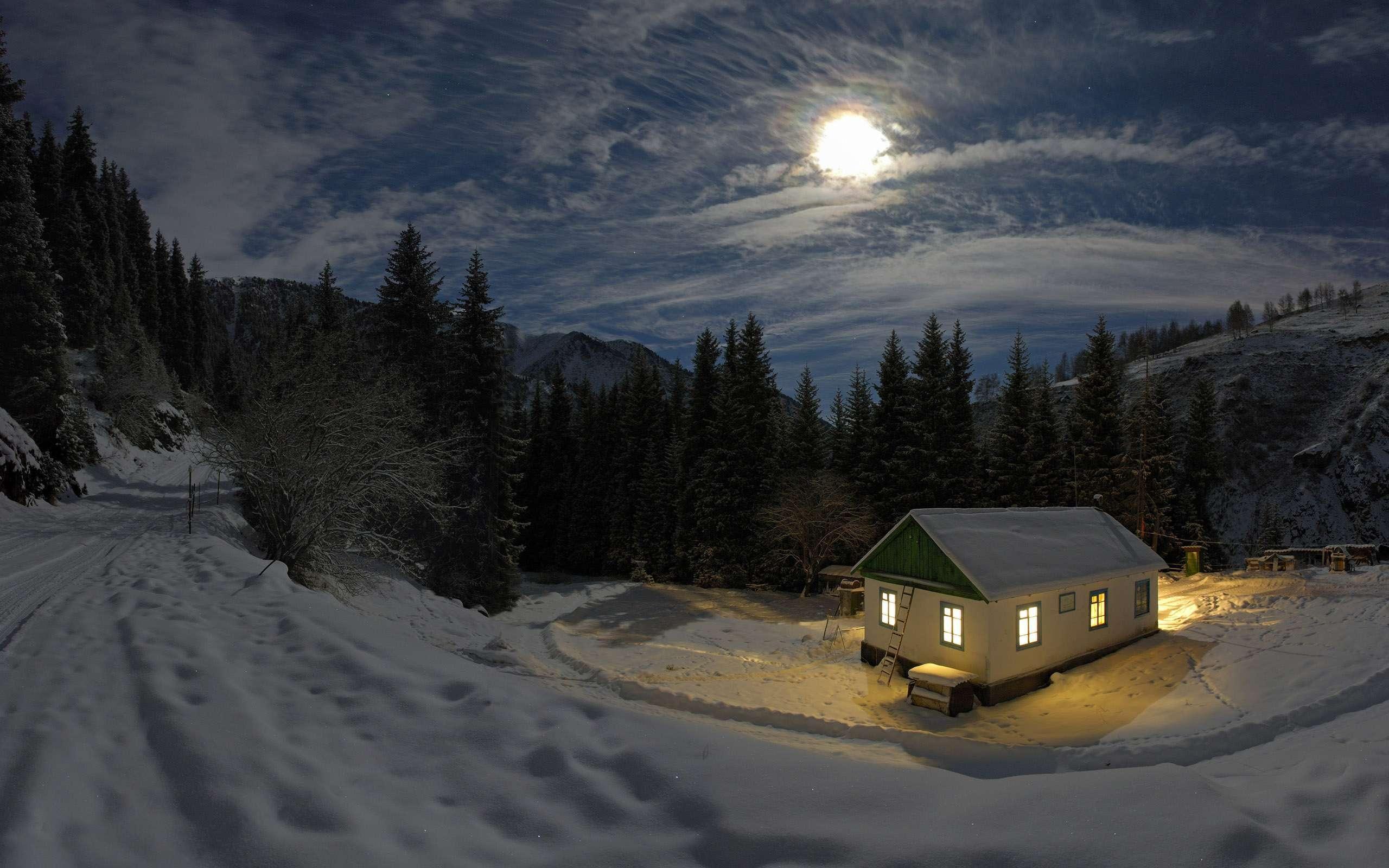 2560x1600 Good Night Mountain Snow HD Night Wallpaper HD