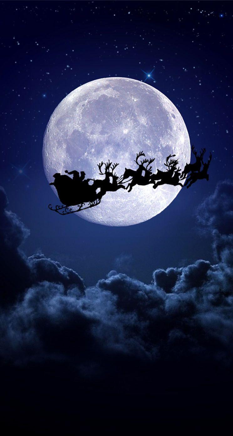 744x1392 Christmas Night Moon Christmas Wallpaper iPhone, HD