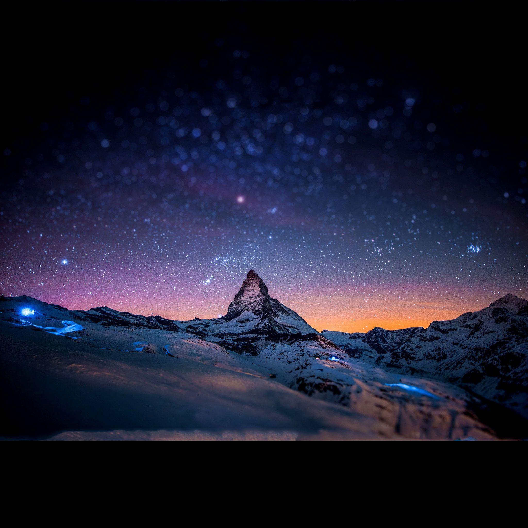 2048x2048 Stars And Snow Night In The Alps iPad Pro wallpaper. Tablet