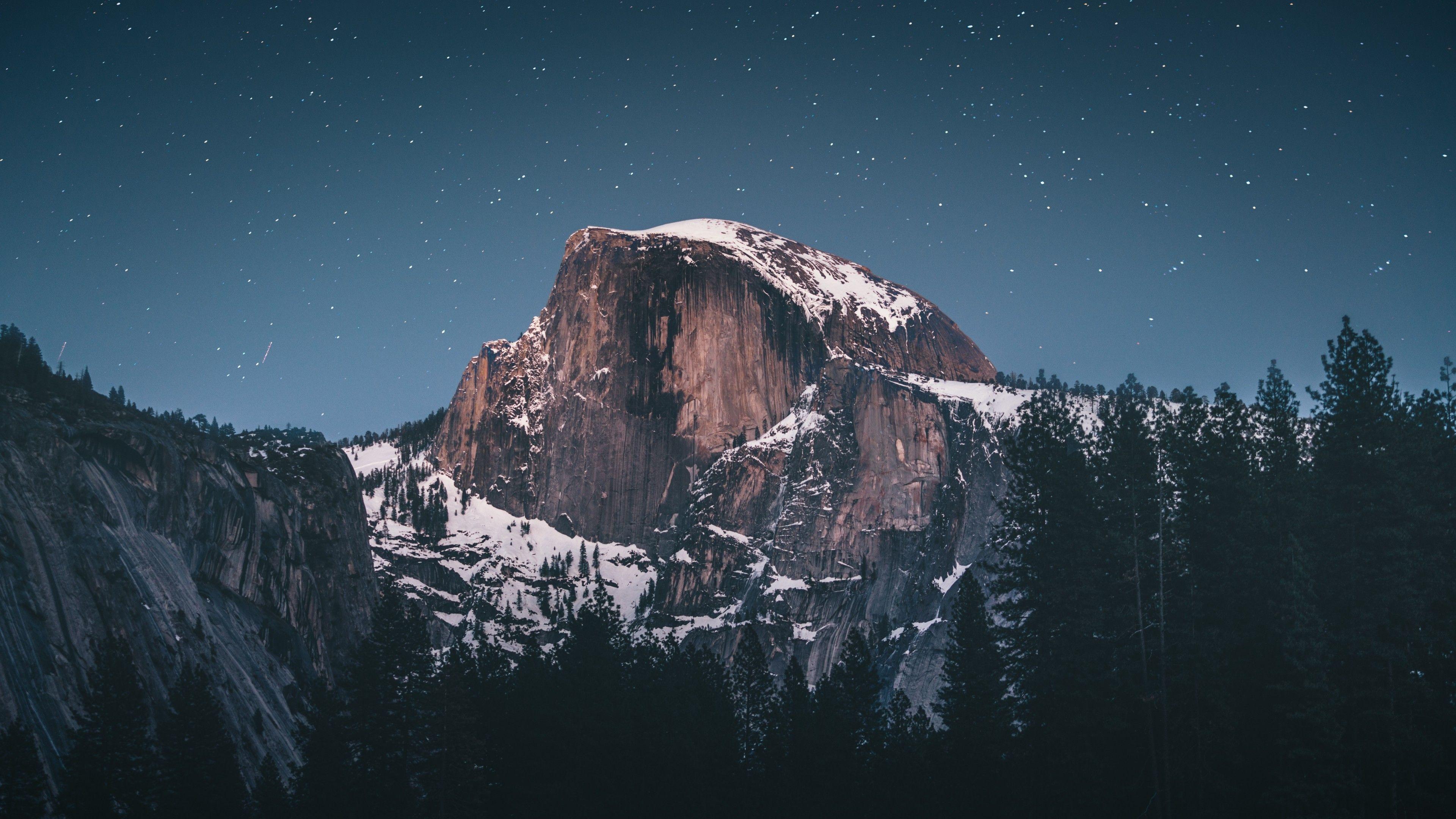 3840x2160 Download 3840x2160 Stars, Mountain, Scenic, Snow, Night, Trees