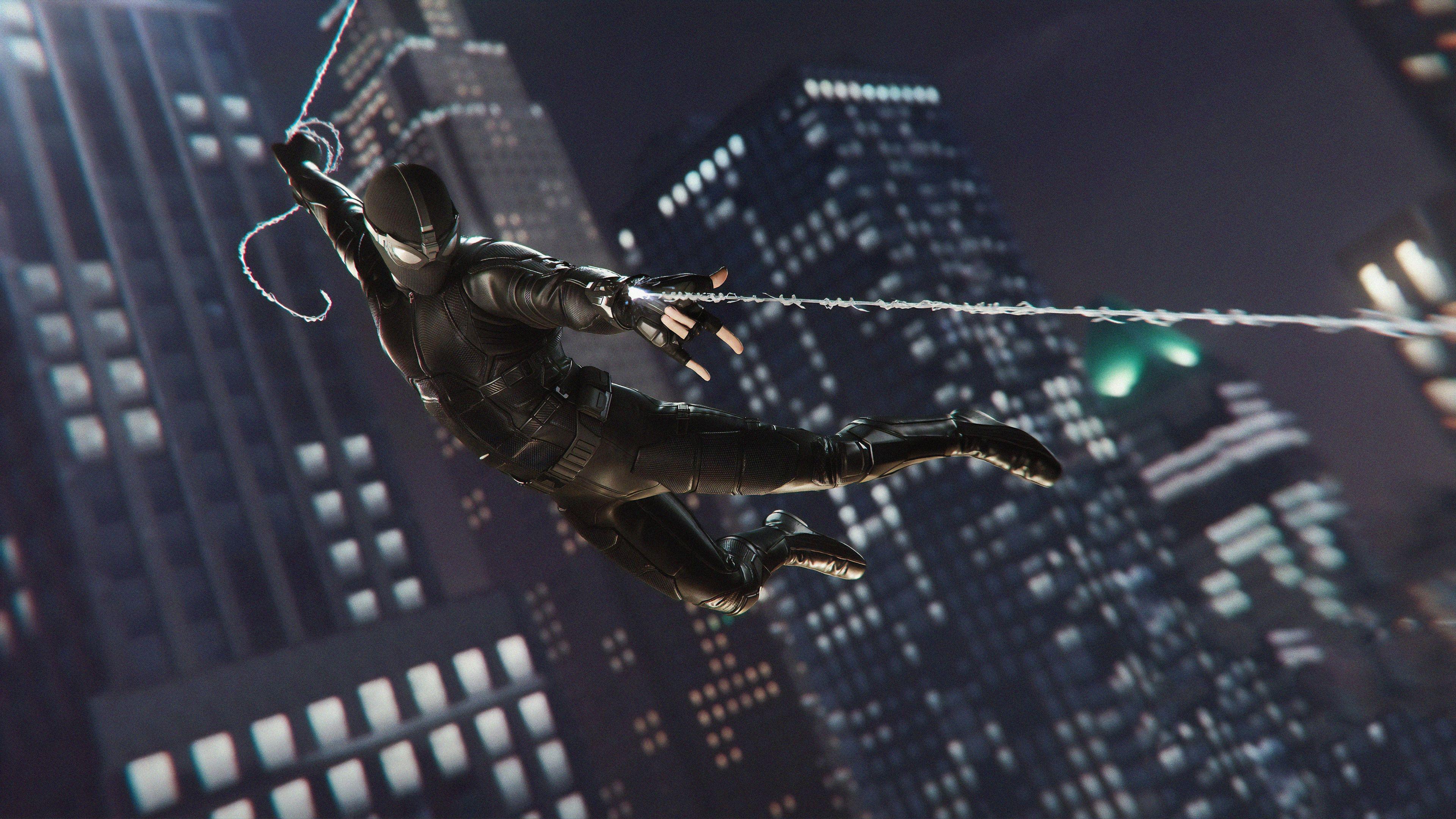 3840x2160 Wallpaper 4k Spiderman Ps4 Far From Home Upgraded Stealth Suit