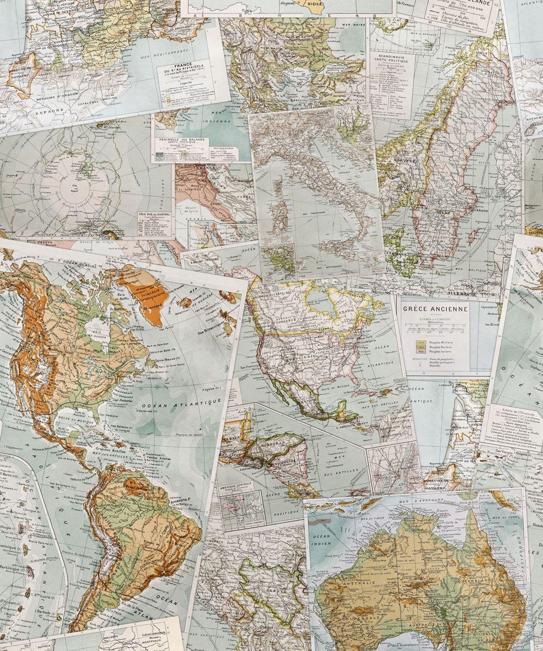 1100x1318 Vintage French Maps Wallpaper • Contemporary