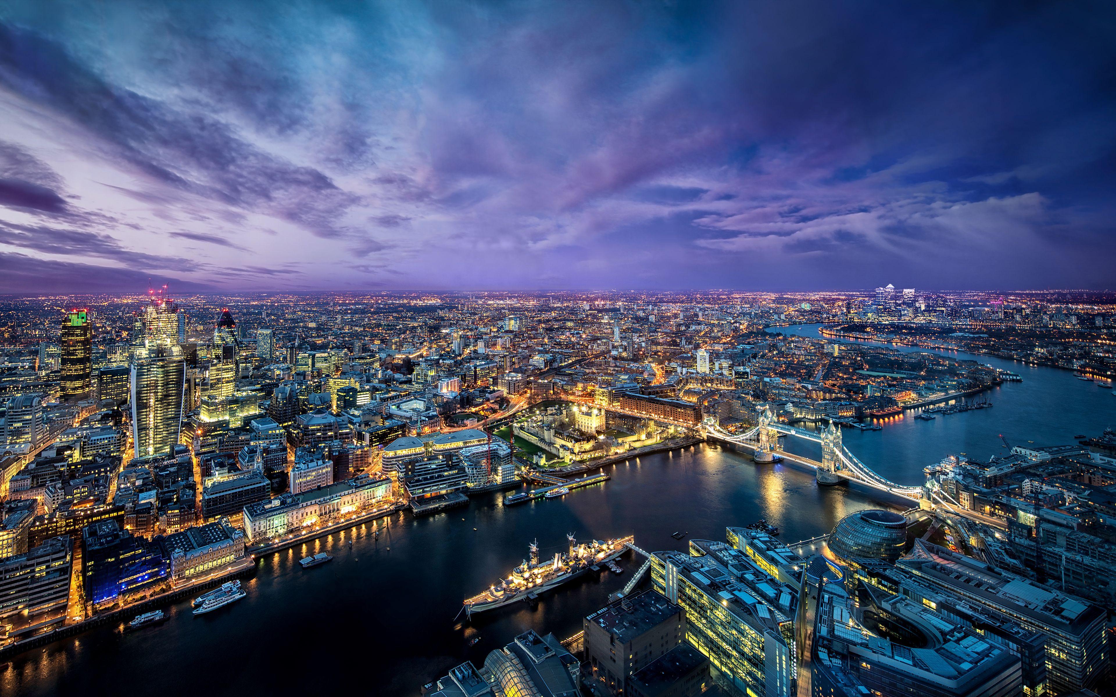 3840x2400 Free download London aerial view England Desktop wallpaper