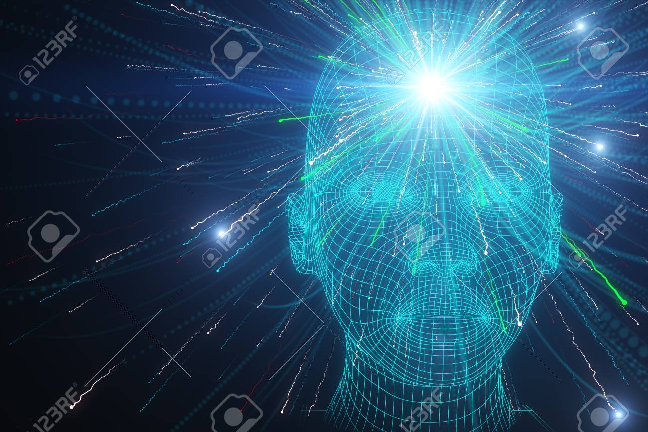1300x866 Free download Abstract Glowing Digital Head Wallpaper Robotics