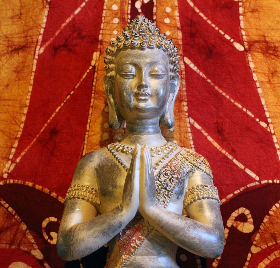 910x873 HD wallpaper: Gautama Buddha near red and orange wall, thai buddha