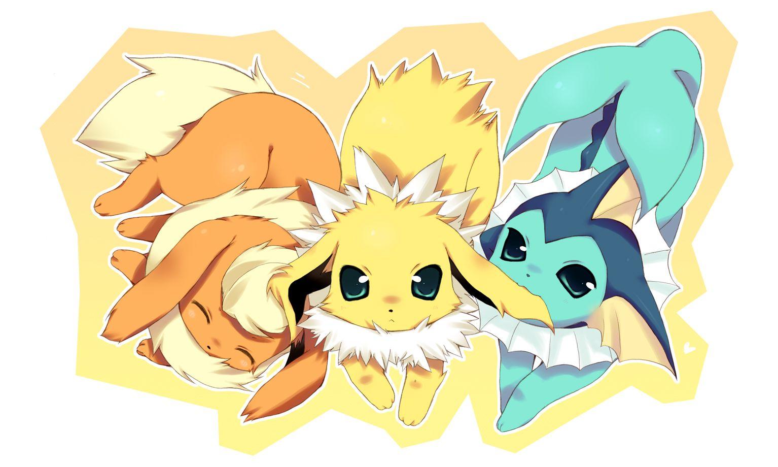 1534x920 Jolteon, Vaporeon and Flareon Wallpaper