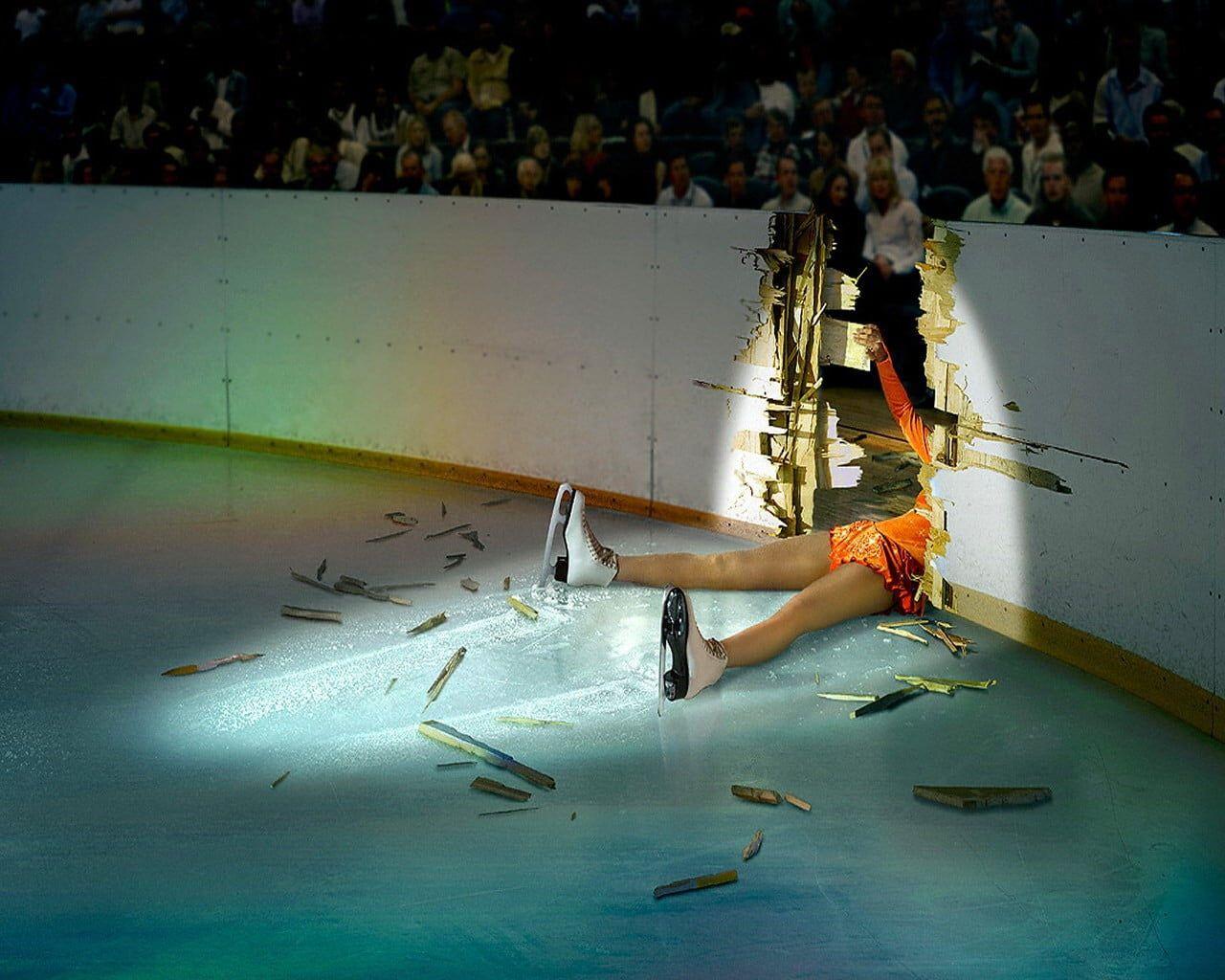 1280x1024 Pair of white ice skates, humor, ice skate HD wallpaper