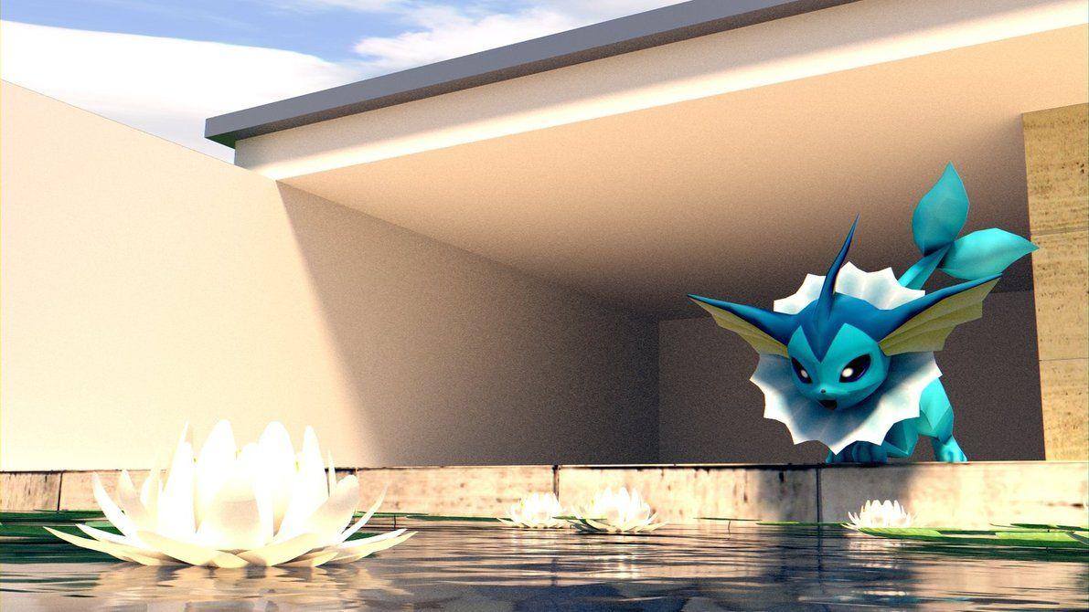 1191x670 Vaporeon have a pool! [WALLPAPER] [3D MODEL]
