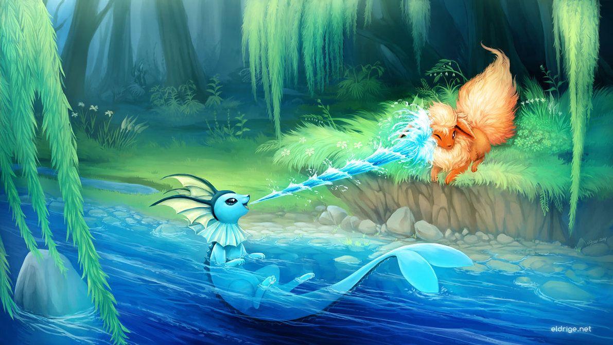 1191x670 Commission: Flareon and Vaporeon