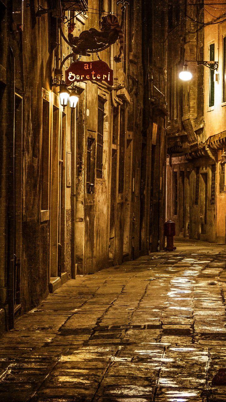 720x1280 street, italy, the night, evening, light, venice