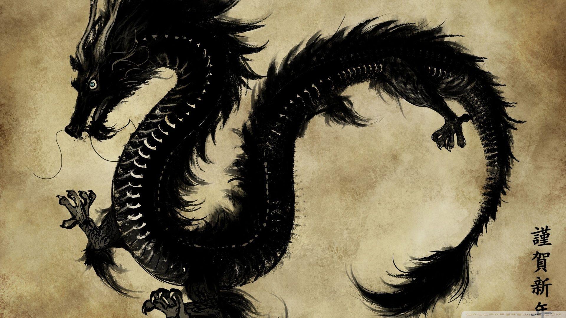 1920x1080 Chinese Black Dragon ❤ 4K HD Desktop Wallpaper for 4K Ultra HD TV
