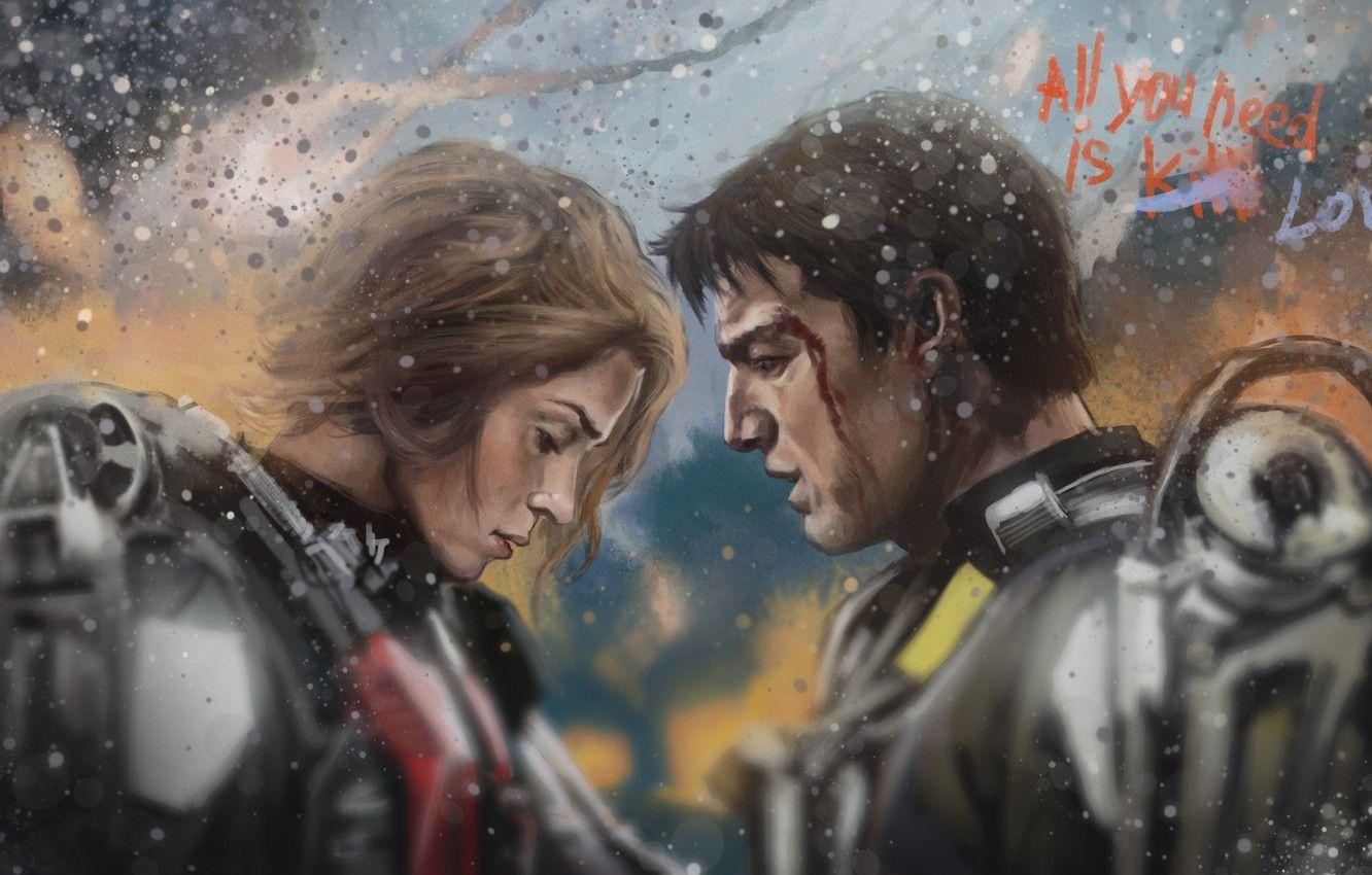 1332x850 Wallpaper art, Emily Blunt, Tom Cruise, Edge of Tomorrow, Edge