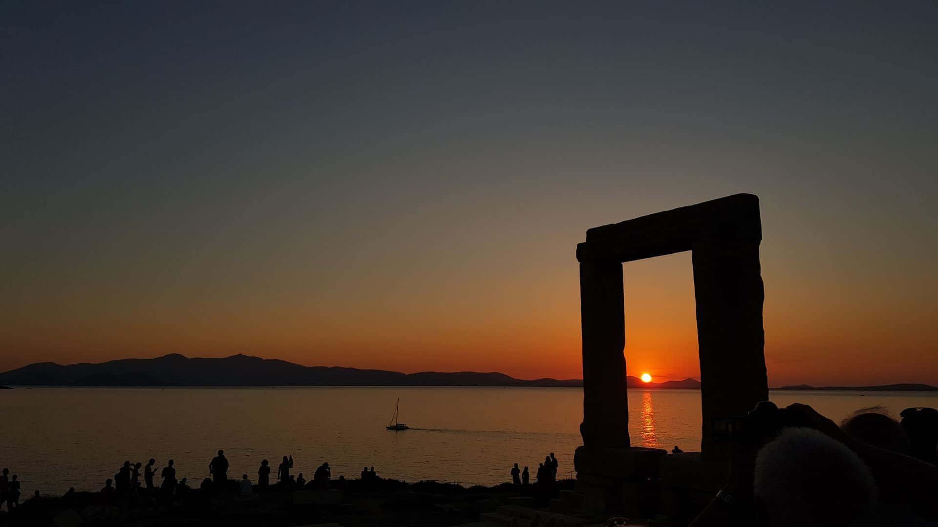1920x1080 Download Sunset In Temple Of Apollo In Greek Island Of Naxos Wallpaper